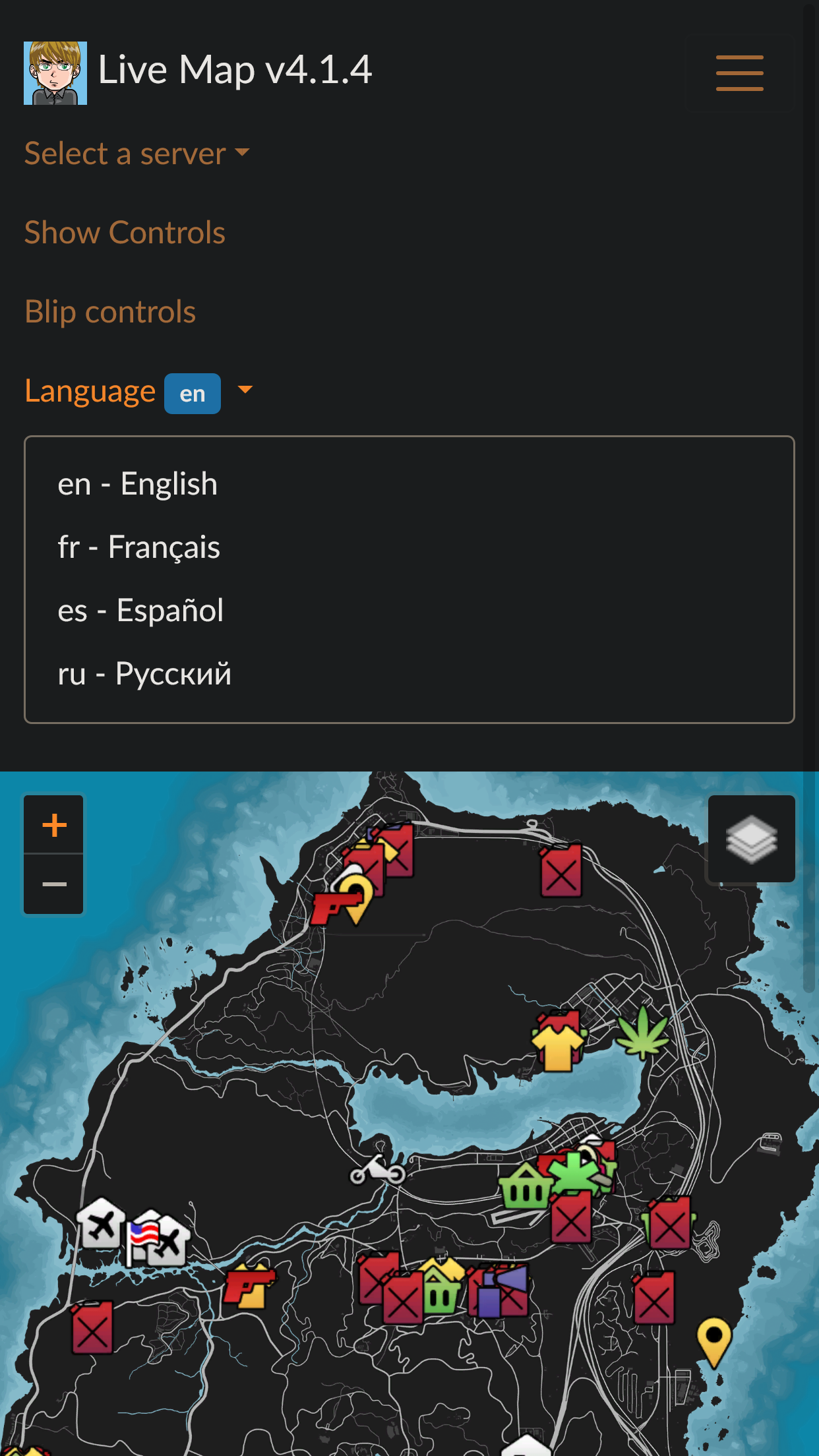 Select language - Mobile